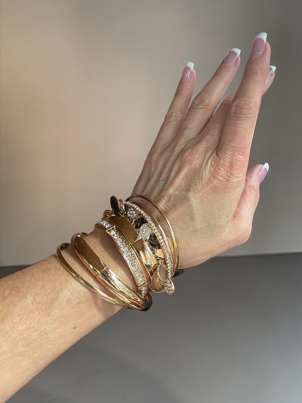 Style & Co Gold Tone Pavé Crystal Bangle Bracelet Stack Set of 6